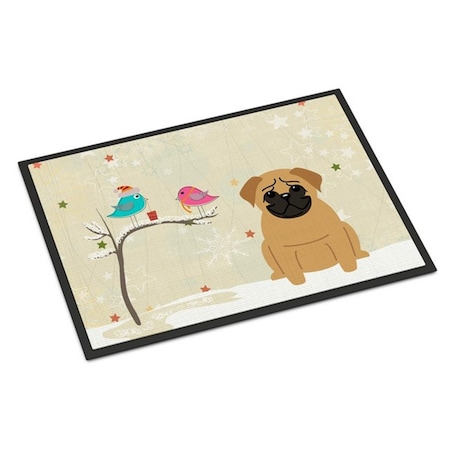 Carolines Treasures Christmas Presents Between Friends Pug Brown Indoor or Outdoor Mat, 24 x 0.25 x 36 in. BB2479JMAT